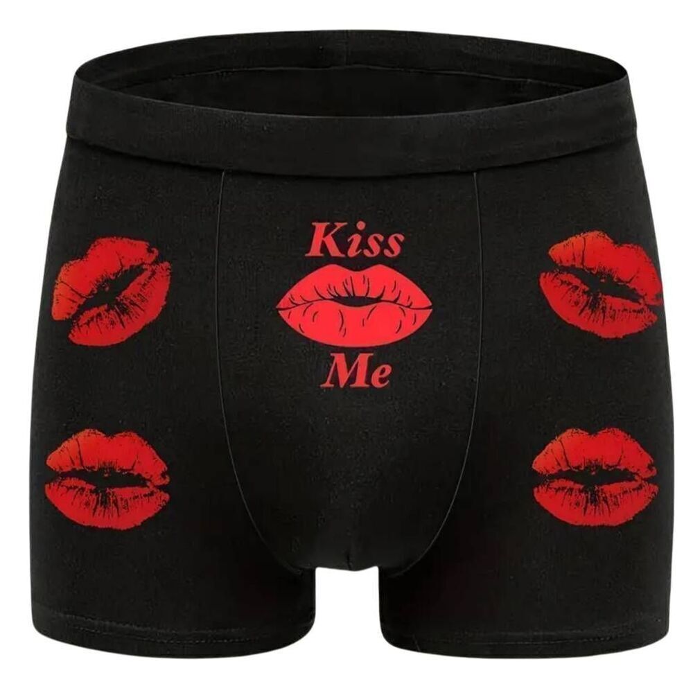 Kiss Me Lips Comfort Stretch Boxer Brief Large -J